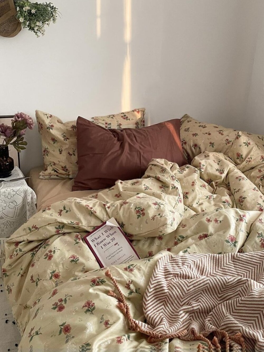 Vintage Floral Duvet Cover Queen Size - 3 Piece 100% Cotton Cottagecore Red